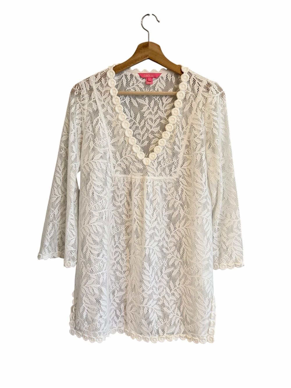 Lilly Pulitzer Kizzy Lace Tunic Cover Up Top Sz S Resort Boho Preppy Palm Beach